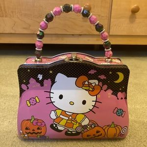 Hello Kitty Halloween Tin Box SANRIO 2021 Exclusive Pink Candycorn